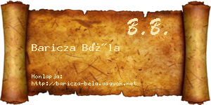 Baricza Béla névjegykártya