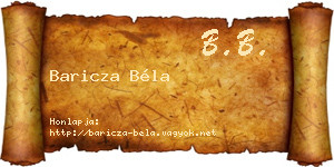Baricza Béla névjegykártya
